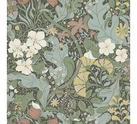 Timeet Peel and Stick Wallpaper Green Botanical Contact Paper Leaves Flowers Vines Pattern Sticky Back Plastic 16.14in x 196.85in (41cmx5m) Waterproof Decoration Vinyl Film for Bedroom, Living Room