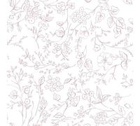 Timeet Peel and Stick Wallpaper White and Pink Floral Sketch Sticky Back Plastic Self Adhesive Wallpaper 44x300cm Contact Paper Textured Waterproof Vinyl Film for Living Room, Furniture