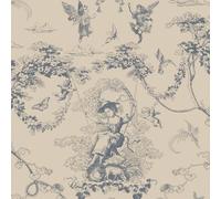 Timeet Self Adhesive Wallpaper Beige Cupid Manor Painting 44x300CM Peel and Stick Wallpaper Vinyl Wrap Waterproof Sticky Back Plastic Wallpaper for Bedroom Living Room Cabinet