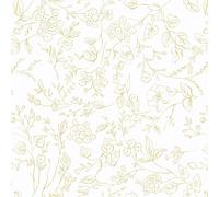 Timeet Self Adhesive Wallpaper White Gold Floral 44CM×3M Waterproof Peel and Stick Wallpaper Flower Contact Paper Textured Sticky Back Plastic Removable Vinyl Wrap for Wall Furniture