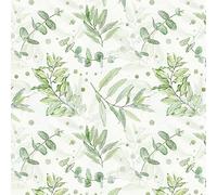 Timeet Self Adhesive Wallpaper White Green 41CM×3M Waterproof Peel and Stick Wallpaper Thicken Sticky Back Plastic Eucalyptus Leaves Contact Paper Removable Vinyl Wrap for Wall Furniture