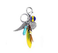 Timefly Barbados Flag Style Keychain Backpack Pendant Key Ring Gift Bag Decoration Travel Souvenir Gift, Barbados, 5X11 CM