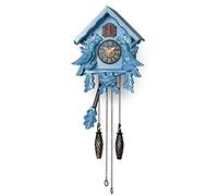 TIMEGEAR Cuckoo Clock with Night Mode, Singing Bird, Wooden Decorations and Swinging Pendulum (Blue)