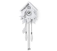 TIMEGEAR Cuckoo Clock with Night Mode, Singing Bird, Wooden Decorations and Swinging Pendulum (White)