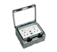 Timeguard Tgv205Np Weathersafe 2 Gang Non-Latching (Active) Rcd Protected White Twin Switch Socket Ip66
