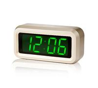 Timegyro Digital Alarm Clock Battery Operated with LED Display for Bedroom, Long Battery Life 12 Months Battery Life 3 Levels Adjustable Brightness 12/24 Hours Snooze, Gold Case