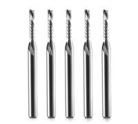 Timelee 1/8-Inch Shank Diameter 2mm CED 10mm CEL 1 Flute Single Flute Downcut Spiral End Mill CNC Router Bit for Acrylic, PVC, MDF,Aluminium Pack of 5