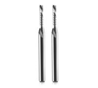 Timelee 1/8 Inch Shank Diameter 2mm CED 10mm CEL 1 Flute Single Flute Downcut Spiral Milling Cutter CNC Router Bit for Acrylic, PVC, MDF, Aluminum, 2 Pieces