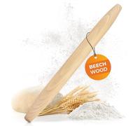 TIMELEOS Rolling Pin - French Rolling Pin for Baking - Corrugated Wood as Baking Accessories - Baking Roll Made of Beech Wood for Rolling - Stable and Durable - Rolling Pin (Beech, 1 x French Rolling