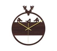 Timeless 12 Inch Round Wooden Wall Clock Quiet Mechanism Perfect for Bedrooms, Offices, and More (D)