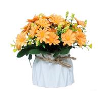 Timeless artificial flowering plant with pot for indoor decoration, adds subtle elegance to any tabletop (Orange)