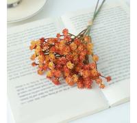 Timeless Artificial Gypsophila Bouquet Made from Plastic, Maintenance Floral Decoration Designed for Indoor Use in Homes and Event Settings (Orange)