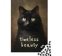 Timeless Beauty - Black Cat Portrait 1000-Piece Jigsaw Puzzle for Adults, 38x26cm/1000pcs, Low-dust White Cardboard Pieces; Screen-free Family Time at Home