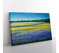 Timeless Bluebell Field Canvas Wall Art Print Ready to Hang, Framed Picture for Living Room Bedroom Home Office Décor, 50x35 cm (20x14 Inch)