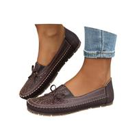 Timeless Casual Slip On Flat Shoes for Women Featuring Elegant Detailing and A Classic Bow Design (Coffee, 6.5) #268