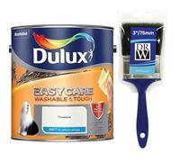 Timeless Dulux Easycare Matt Emulsion Paint 2.5L + 3" Emulsion Paint Brush - Washable & Stain Resistant, Durable Matt Finish, Quick Dry, Low Odour Interior Wall & Ceiling Paint