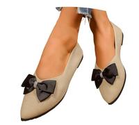 Timeless Everyday Casual Flat Shoes with Bow for Women - Comfortable Slip-On Flat Footwear Suitable for Work and Weekend Versatile All-Day Wear (Khaki, 5)