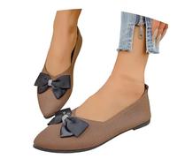 Timeless Everyday Casual Flat Shoes with Bow for Women - Comfortable Slip-On Flat Footwear Suitable for Work and Weekend Versatile All-Day Wear (Brown, 5.5)