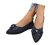 Timeless Everyday Casual Flat Shoes with Bow for Women - Comfortable Slip-On Flat Footwear Suitable for Work and Weekend Versatile All-Day Wear (Black, 5.5)