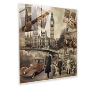 Timeless Glass Print Collage of Vintage London Photographs, 12" x 12"
