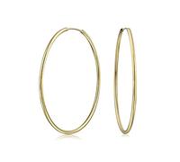 Timeless Minimalist Endless Continuous Lightweight Simple Thin 2mm Tube Hoop Earrings Yellow Gold Plated Brass For Women Teens Polished Finish 2 Inch Diameter