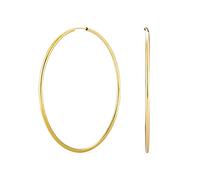 Timeless Minimalist Endless Continuous Lightweight Simple Thin 2mm Tube Hoop Earrings Yellow Gold Plated Brass For Women Teens Polished Finish 2.5 Inch Diameter