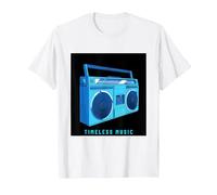Timeless Music Boom Box Radio 90's T-Shirt, Men, White, 5X-Large