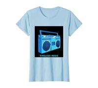 Timeless Music Boom Box Radio 90's T-Shirt, Women, Baby Blue, Medium