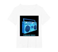 Timeless Music Boom Box Radio 90's T-Shirt, Women's Plus, White, 3X