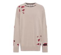 Timeless Oversized Pullover with Knit Print- male- Carlo Colucci- Round-neck Knitwear- Beige- S- Knitwear S