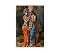 Timeless Radha Krishna Artwork, Spiritual Lovers Canvas Poster Bedroom Decor Landscape Office Room Decor Gift 24x36inch(60x90cm)