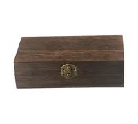 Timeless Rectangular Wooden Storage Box with Authentic Metal Buckle for Jewelry Organization Tea Leaves Coffee Beans and Desk Clutter Control (Dark color)