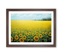 Timeless Sunflower Field Framed Print | A4 Walnut Framed Wall Art | Ready to Hang | Modern Floral Picture | Living Room Bedroom Lounge Office