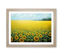Timeless Sunflower Field Framed Wall Art Print A2 Oak