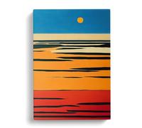 Timeless Sunset Abstract Orange, Blue, Red Canvas Print for Living Room Bedroom Home Office Décor, Wall Art Picture Ready to Hang, 30x20 Inch (76x50 cm)