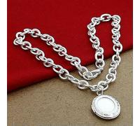 Timeless Treasures 925 Silver Oval Photo Frame Pendant Necklace Chain