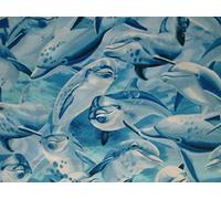 Timeless Treasures Fat Quarter Swimming Dolphins 100% Cotton Quilting Fabric