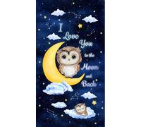 Timeless Treasures Owl Always Love You 24" Owl and Moon Panel Navy, Fabric by The Panel