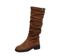 Timeless Velvet Slip On Mid Calf Boots for Elegant Everyday Flat Heel Ankle Length Boots with Clean Finish (Brown, 4)