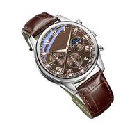 Timeless Watch - Men's Wristwatch, Genuine Leather Strap Watch | Trendy Waterproof Leather Sport Watch with 9.25-inch Band, Sophisticated Men's Casual Watch, Professional Business Timepiece for Men