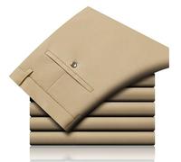 Timelessflex - Men's High Stretch Straight Fit Pants, Mens Casual Stretch Suit Trousers Business Dress Pants Men (Khaki,40)