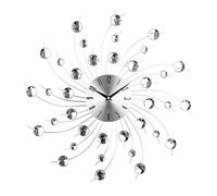 Timelike 3D Crystal Wall Clock - Metal Art Diamond-studded Mute Creative Round Design Silver Diamond Clock Décor for Living Room, Bedroom, Office