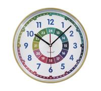 Timelike Children’s Learning Wall Clock, 10''Time Teacher Wall Clock Learn To Tell The Time Wall Clock Colorfull Non Ticking For Kids,Girls,Boys Classroom,Bedroom,Living Room,Nursery