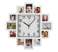 Timelike Modern Wall Clock with Frame, White, 40x40x4.5cm, Battery Operated, Unique Home Decor - Create Your Own Multi-Photo Clock
