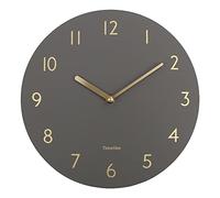Timelike Silent & Non-Ticking Wall Clock PU Leather Decorative Wall Clock Round 12" (Retro Leather - Dark Gray)
