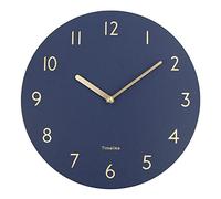 Timelike Silent & Non-Ticking Wall Clock PU Leather Decorative Wall Clock Round 12" (Retro Leather - Navy)