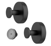 TIMEMEET 2PCS Black Suction Cup Hooks Stainless Waterproof,Suction Hooks for Bathroom,No Drill Suction Heavy Duty Hooks,Wreath Hook,Suitable for Bathroom Shower Towel Kitchen Glass Doors