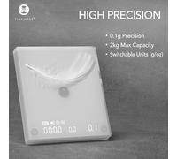 TIMEMORE Coffee Scale Basic 2.0 Electronic Espresso White Scale with Water Flow Rate and Timer Function, Free Switching of Ounce/kg Units, Digital Scale for Kitchen/Baking/Cooking