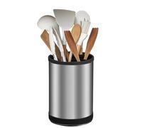 TIMENIL Kitchen Utensil Holder 360°Rotating Cooking Utensil Holder，4 Compartment Stainless Steel Utensil Holder,6.7”Large Utensil Crock Spoon Fork Knife Holder For Kitchen Counter