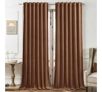 Timeper 120 inches Long Curtains Velvet - Heavy Duty Blackout Panels Living Room Tall Curtains for French Door/Country House/Living Room, Rod Pocket Back Tab, Burnt Orange, 52W x 120L, 2 Panels